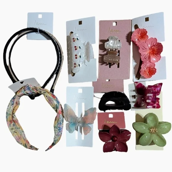 I Am Hair Accessories: 10pc Lot Claw Clips & Head Bands - Picture 1 of 16
